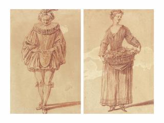 Jean-Jacques Spoede - An Actress Dressed As A Gardener Holding A Basket Of Flowers; And An Actor Wearing A Ruff