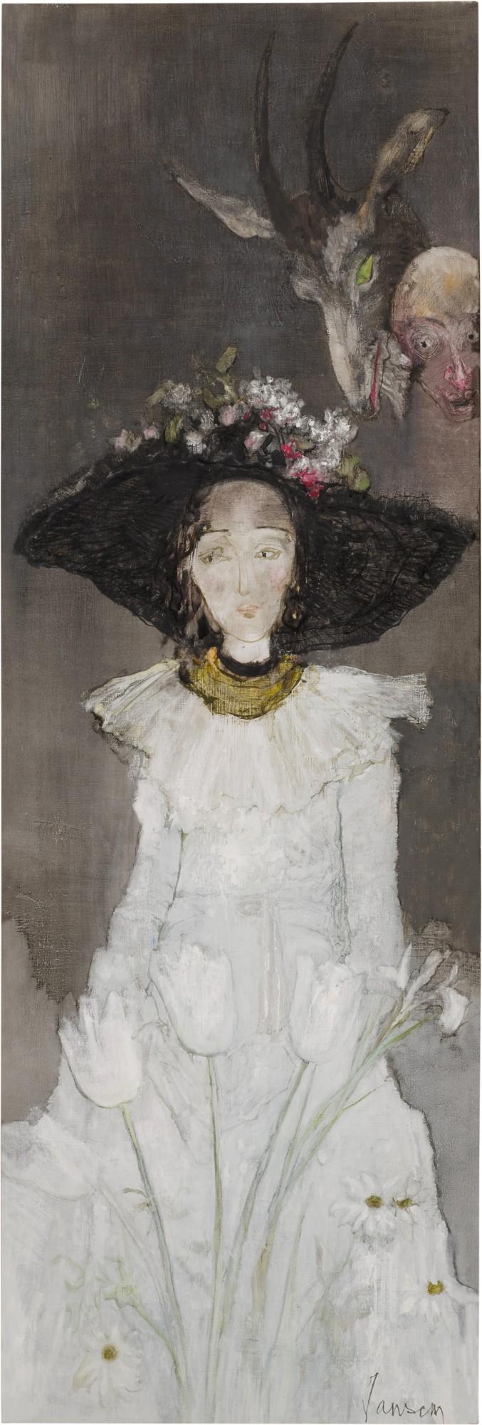 Jean Jansem - Femme aux tulipes blanches