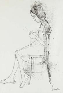 Jean Jansem - Femme tricoté