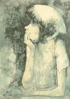 Jean Jansem - Girl, seated, turned to the left