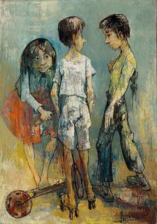 Jean Jansem - Les enfants aux patins à roulettes