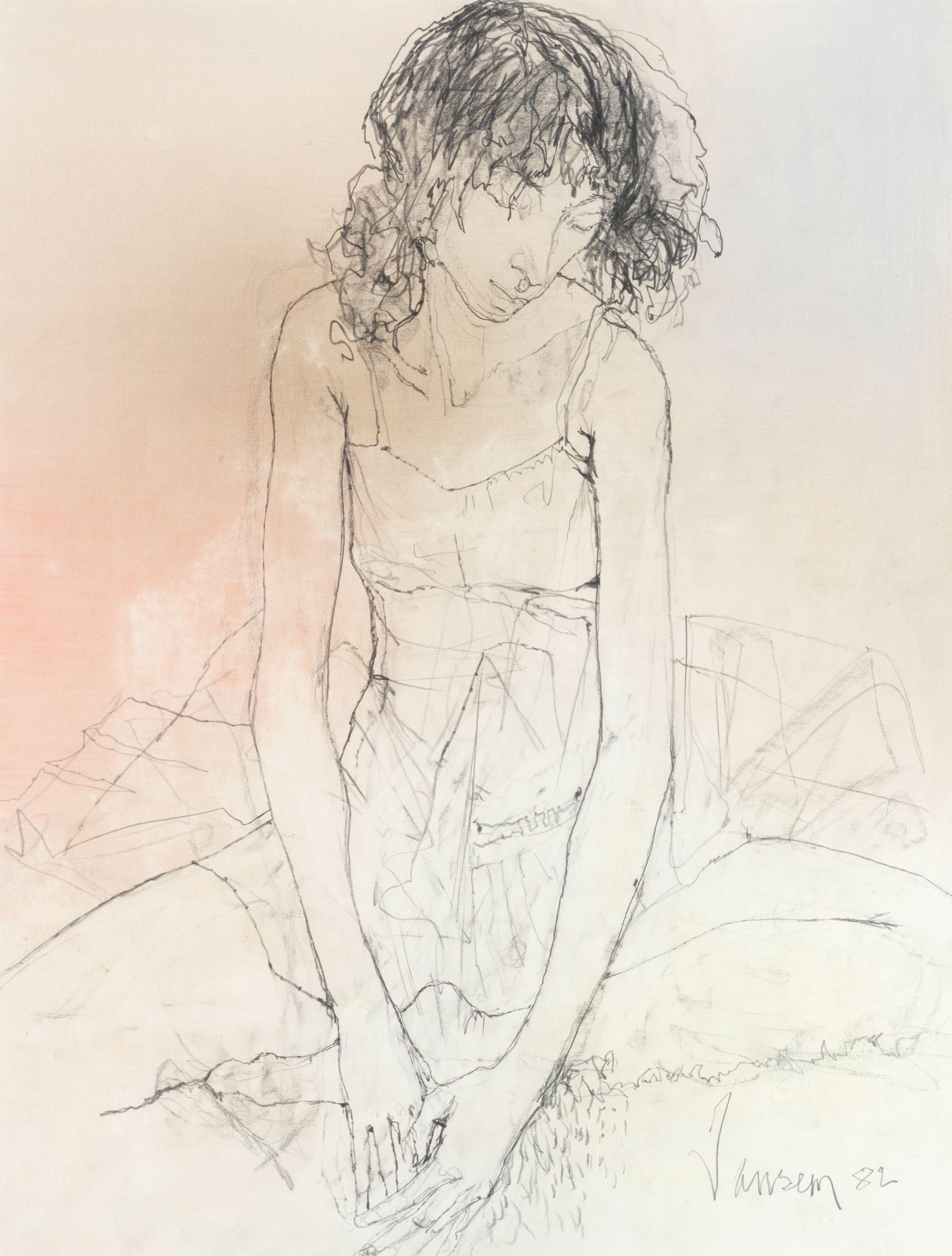 Jean Jansem - Portrait of a seated ballerina