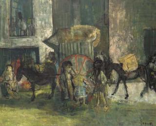 Jean Jansem - Scène de rue avec enfants