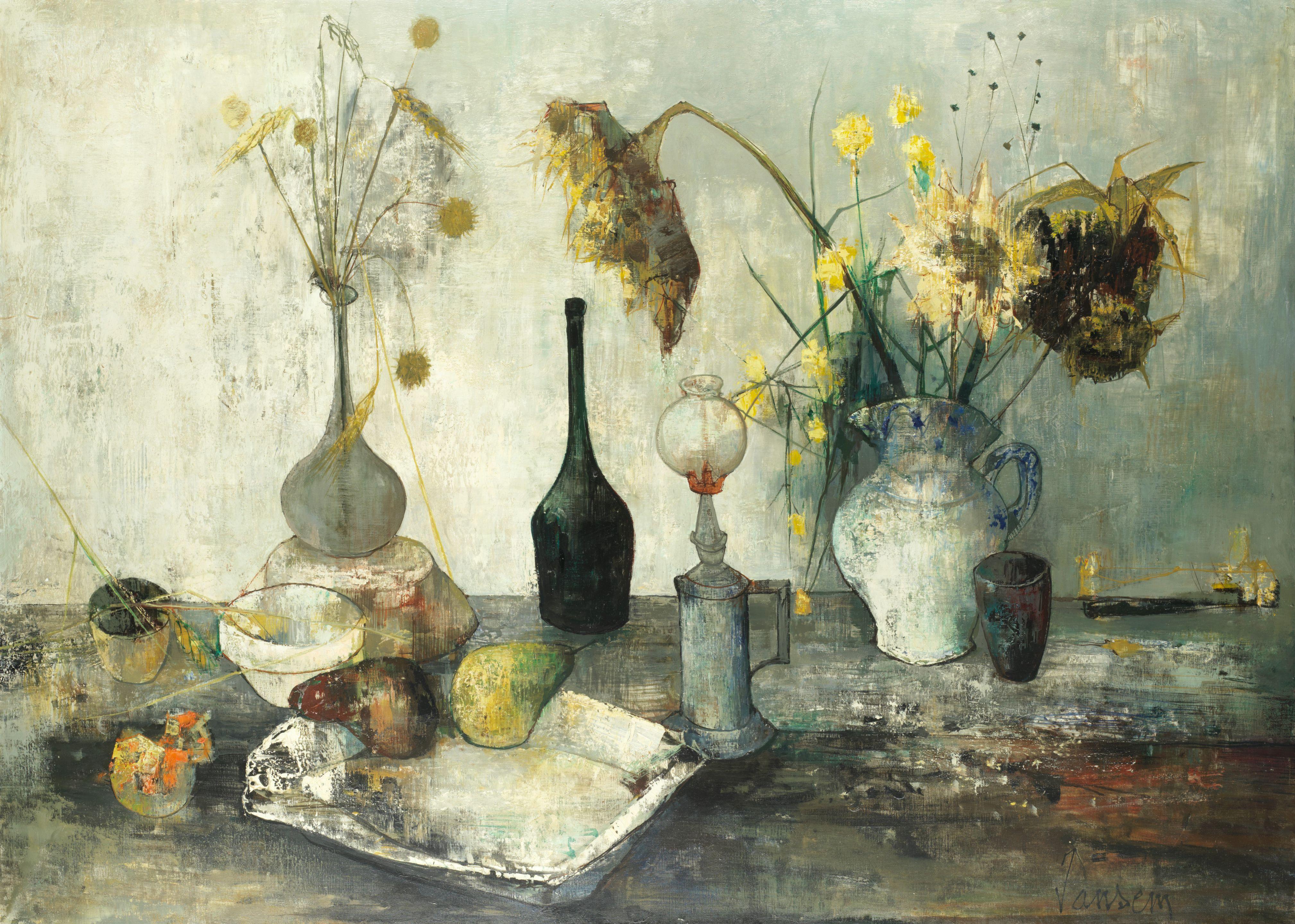 Jean Jansem - Still Life With Sunflowers And Fruit