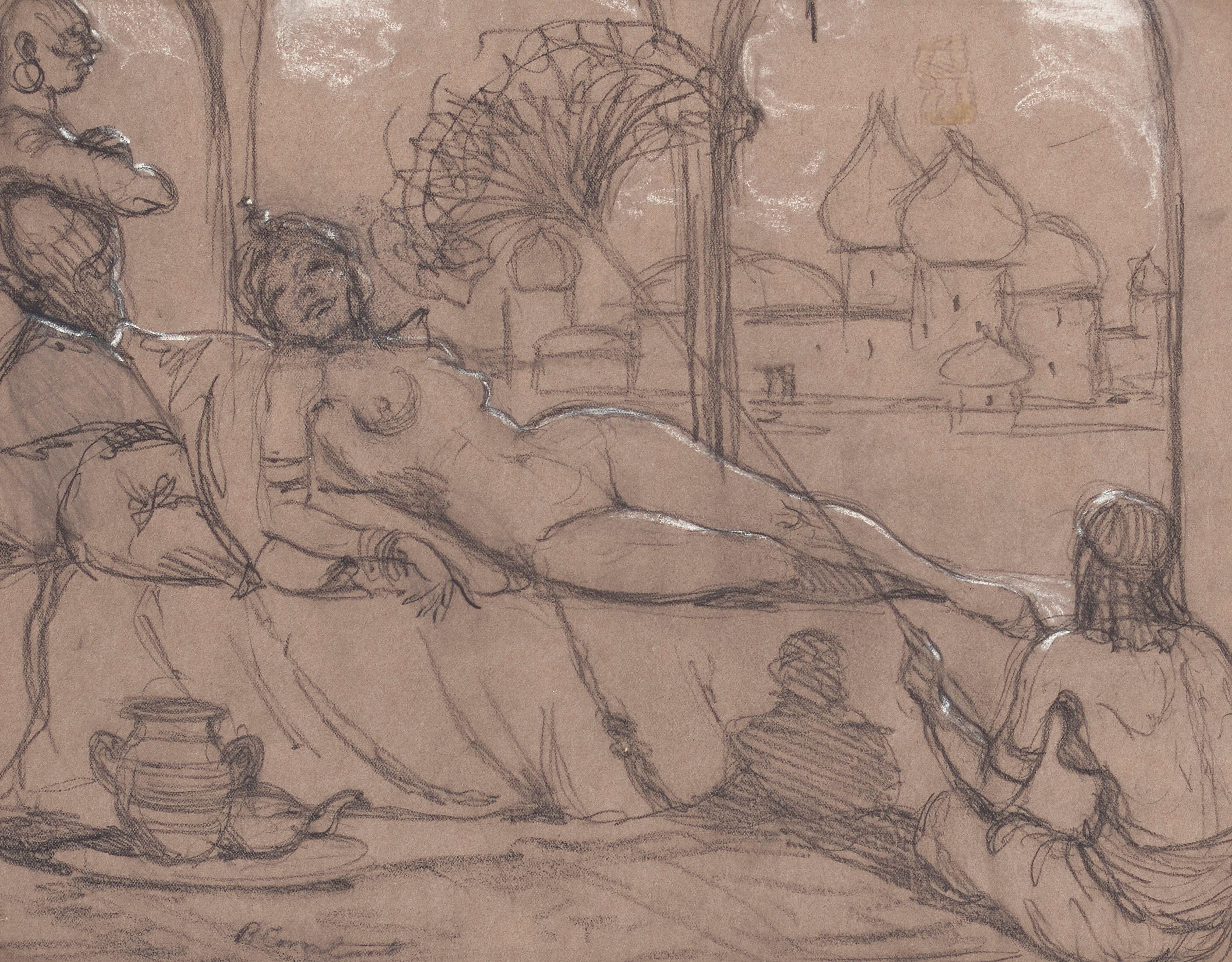 Jean Joseph Benjamin Constant - A reclining Odalisque