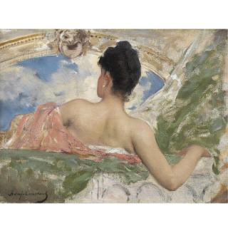 Jean Joseph Benjamin-Constant - French Femme Vue De Dos - Study Of A Ceiling Figure In The Opéra, Paris
