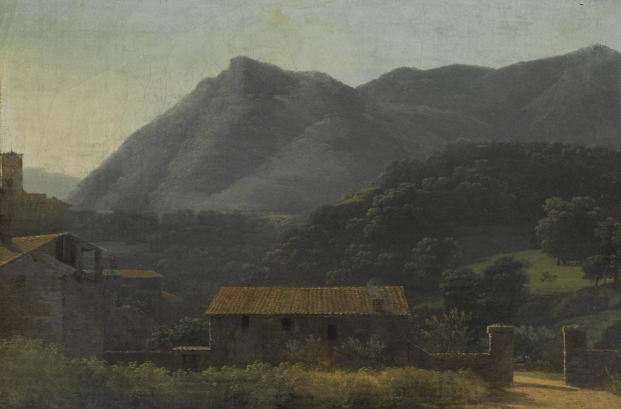 Jean-Joseph-Xavier Bidauld - An Italianate Landscape With A Hillside Village