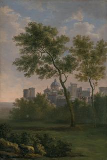 Jean-Joseph-Xavier Bidauld - An Italianate Landscape With A View Of A Fortified Town