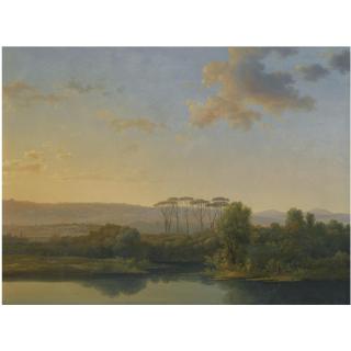 Jean-Joseph-Xavier Bidauld - An Italianate River Landscape At Sunset