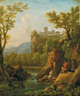 Jean-Joseph-Xavier Bidauld - Paysage Avec Pan Jouant De La Flûte Pour Une Nymphe