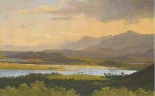 Jean-Joseph-Xavier Bidauld - Un Paysage Montagneux Avec Un Lac Au Coucher du Soleil