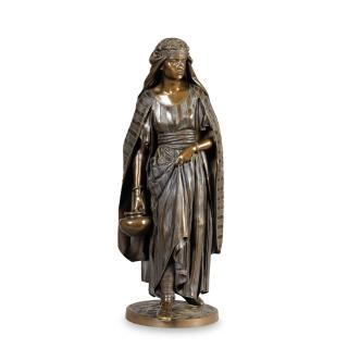 Jean-Jules Salmson - Porteuse D\'Eau Et Guerrier Arabea French 19Th Century Pair Of Bronze Figures Of A Female Watercarrier And An Arabian Warrior