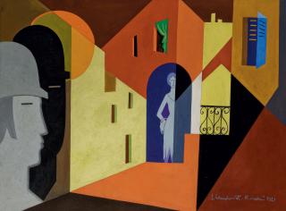 Jean Lambert-Rucki - Femme Et Profil D\'Homme Dans La Ville, 1921