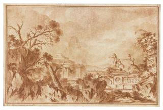 Jean-Laurent Legeay - Landscape With Trees And Rocks Near A Ruined Temple