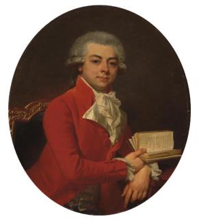 Jean-Laurent Mosnier - Portrait d\'homme en buste, portant une redingote rouge