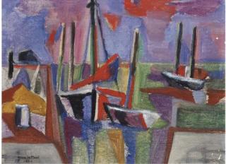 Jean Le Moal - Bateaux À Quai