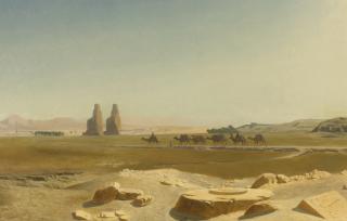 Jean-Léon Gérôme - French caravan Passing The Colossi Of Memnon, Thebes