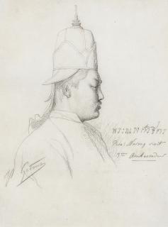 Jean-Léon Gérome - Study of the Third Siamese Ambassador from Reception of the Ambassadors from Siam at The Chateau de Fontainbleau