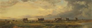Jean-Leon Pallière - A Caravan of Gauchos and their Wagons crossing the Pampas
