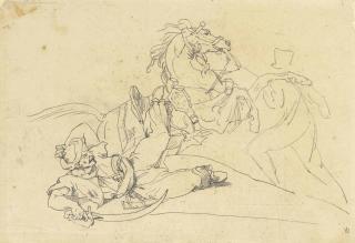 Jean-Louis-André-Théodore Géricault - A Fallen Mameluke, His Horse Rearing, A Soldier To The Right