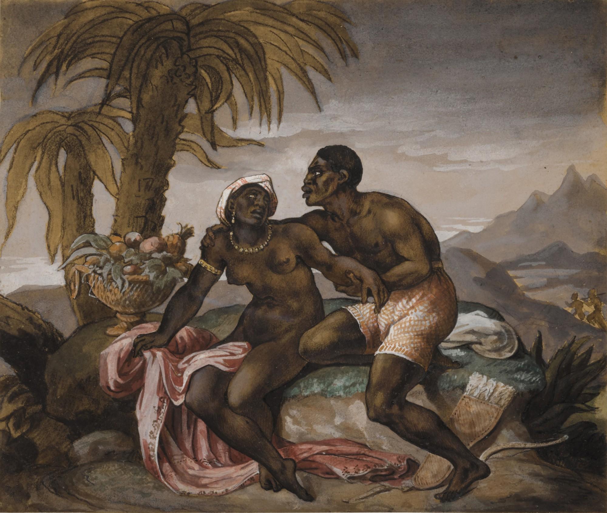 Jean-Louis-André-Théodore Géricault - A Farewell: An African Couple embracing in a Landscape