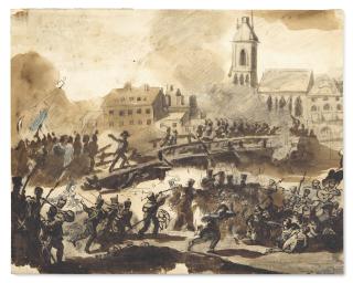 Jean-Louis-André-Théodore Gericault - Cavalier À Cheval Dans Un Paysage (Recto) ; Attaque De La Ville De Landshut D\'Après Louis Hersent (Verso)