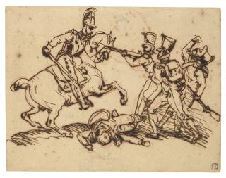 Jean-Louis-André-Théodore Gericault - Le Cuirassier Attaqué