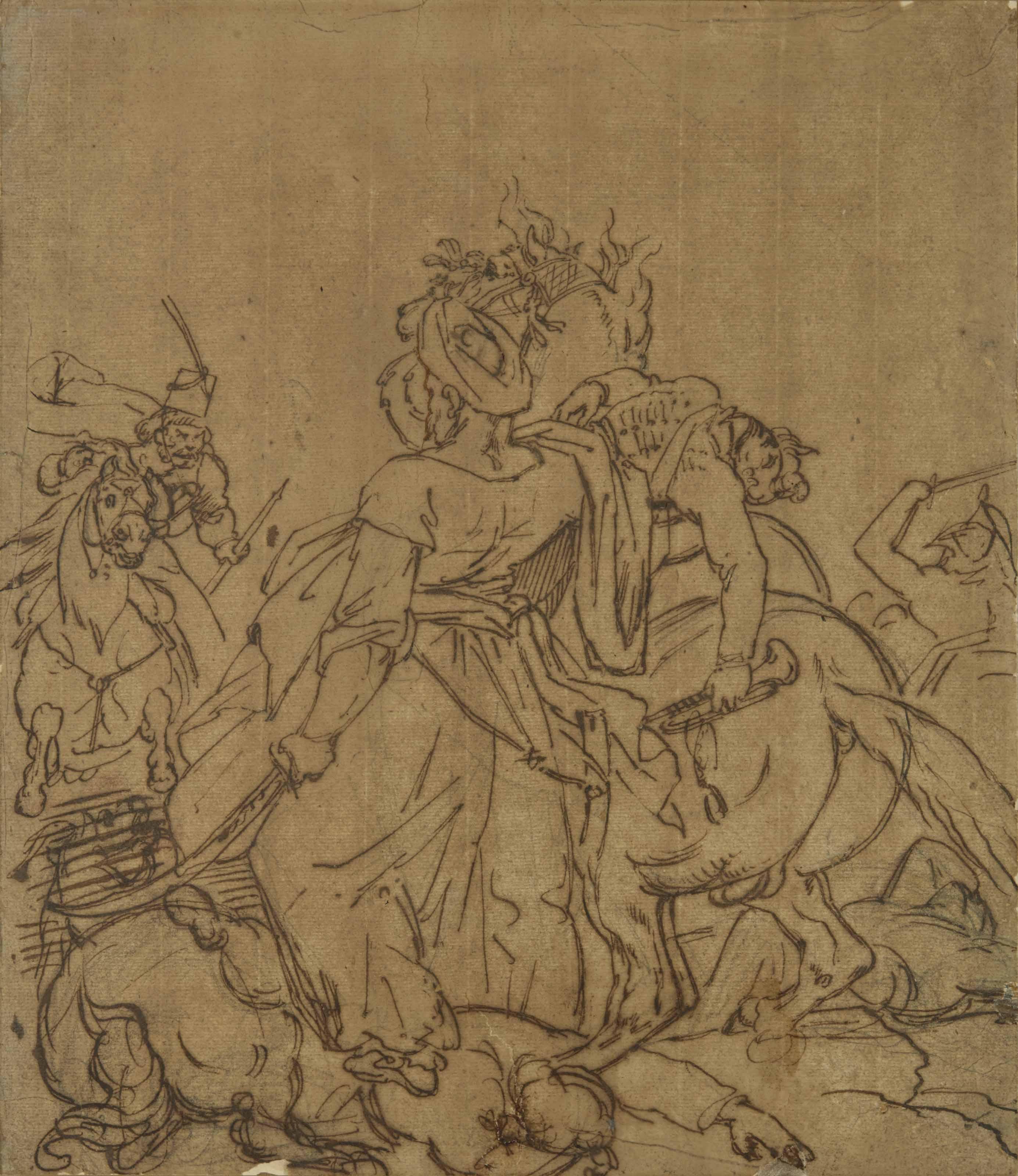 Jean-Louis-André-Théodore Géricault - Mamelouk défendant un trompette blessé