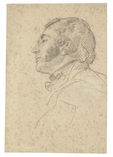 Jean-Louis-André-Théodore Gericault - Portrait study of a man in profile, half-length