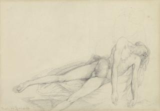 Jean-Louis-André-Théodore Géricault - Study of a reclining male nude