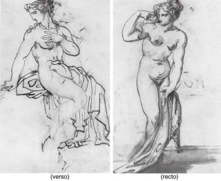 Jean-Louis-André-Théodore Gericault - Women bathing (recto); A nude seated woman (verso)