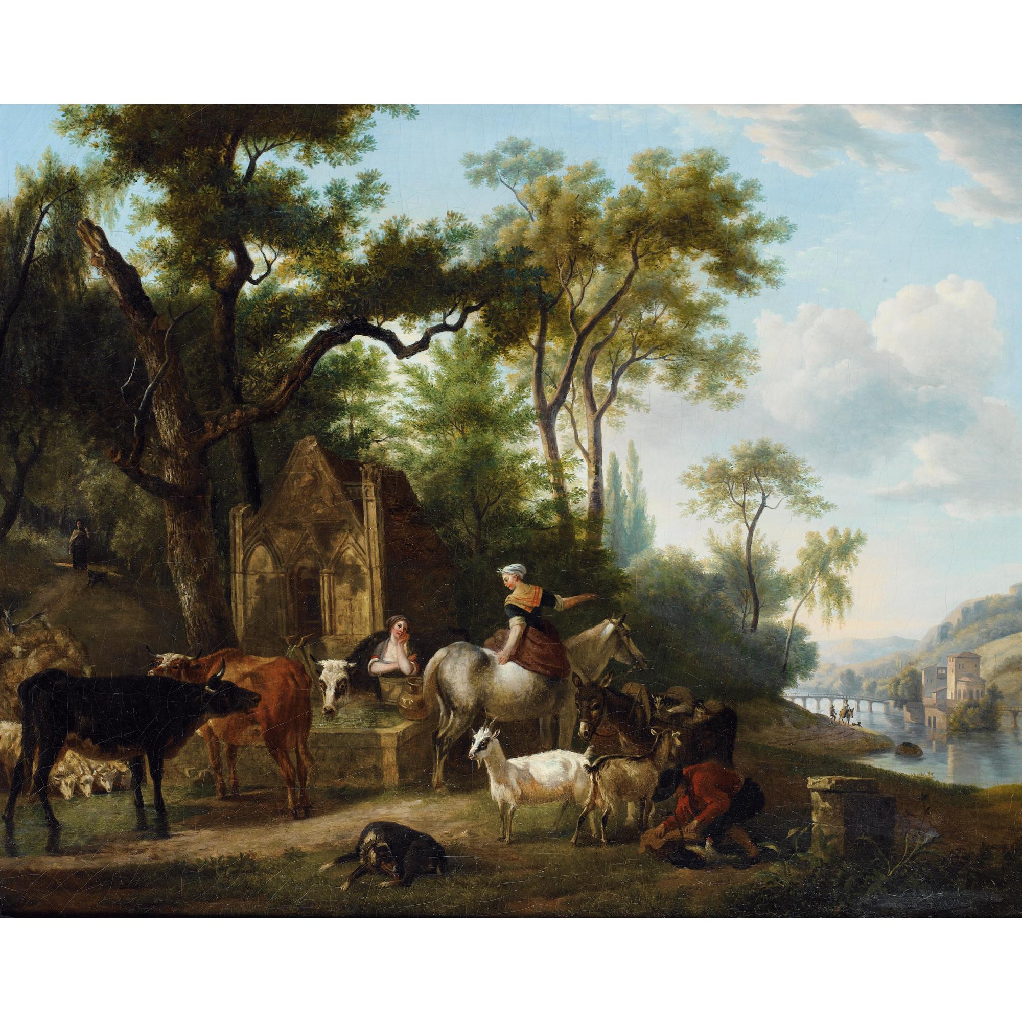 Jean-Louis Demarne - Scène Pastorale Près D\'Une Fontaine