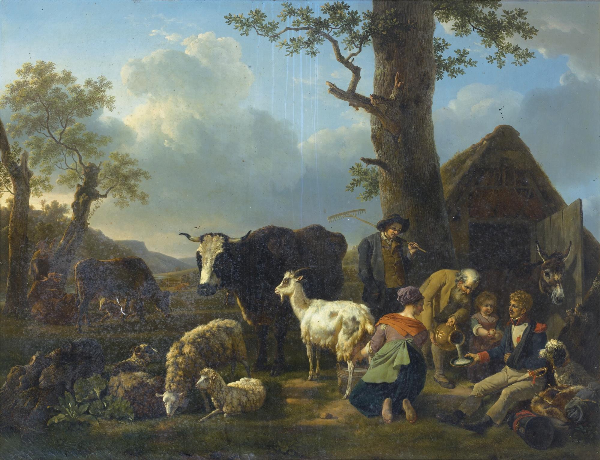 Jean-Louis Demarne - Une Famille De Paysans Réconfortant Un Soldat