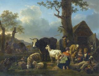 Jean-Louis Demarne - Une Famille De Paysans Réconfortant Un Soldat