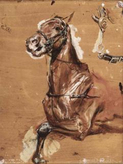 Jean Louis Ernest Meissonier - A study of a bridled horse