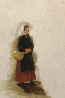 Jean Louis Ernest Meissonier - An Antibes Woman Carrying A Basket