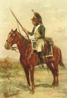 Jean Louis Ernest Meissonier - Dragon en vedette: an officer on horse back