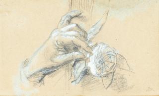 Jean Louis Ernest Meissonier - Jean-Louis-Ernest Meissonier | Study For A Hand Holding A Flower