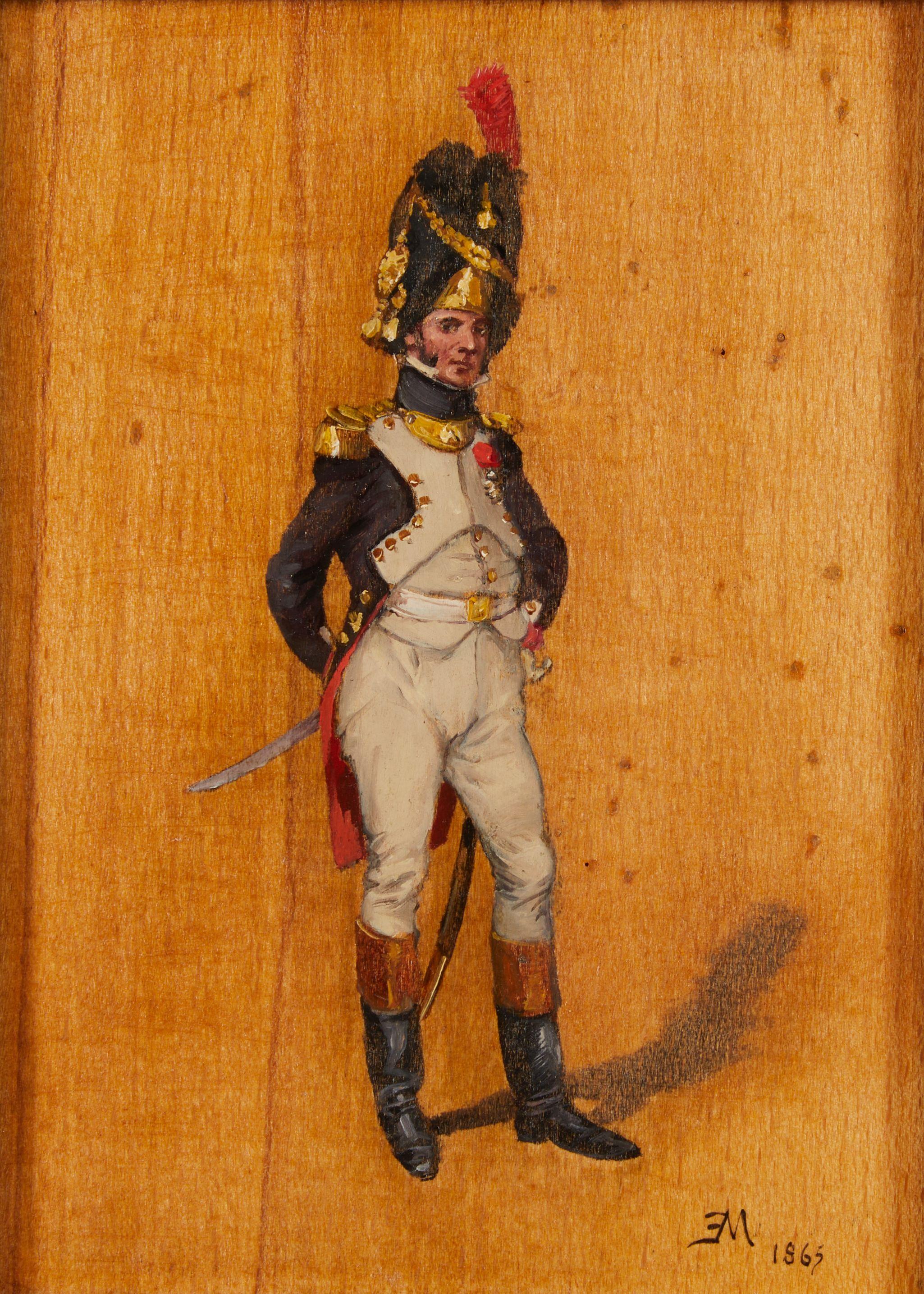 Jean Louis Ernest Meissonier - Portrait of a Soldier framed 40.0 x 34.0 x 5.0 cm (15 3/4 x 13 3/8 x 2 in).