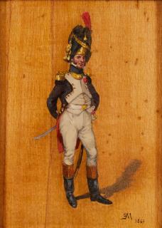 Jean Louis Ernest Meissonier - Portrait of a Soldier framed 40.0 x 34.0 x 5.0 cm (15 3/4 x 13 3/8 x 2 in).