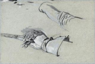 Jean-Louis-Ernest Meissonier - Study Of A Gloved Hand Holding A Cuirass
