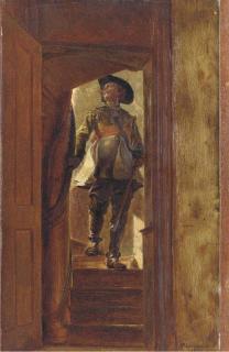 Jean Louis Ernest Meissonier - Un Cavalier Descendant Des Escaliers