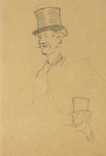 Jean-Louis Forain - A Mustachioed Gentleman, Half-Length, Wearing A Top Hat, And A Subsidiary Study Of The Same Figure