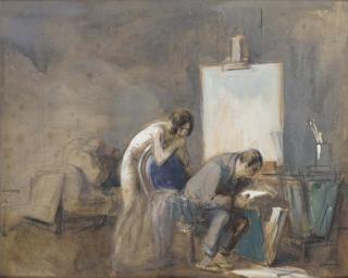 Jean-Louis Forain - L\'artiste et son modèle dans l\'atelier