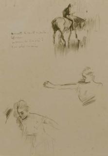 Jean Louis Forain - Studies of Women And A Vignette of A Man Riding A Horse