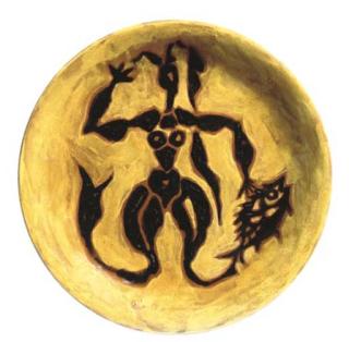 Jean Lurçat - Déesse de La Mer Sur Fond Jaune