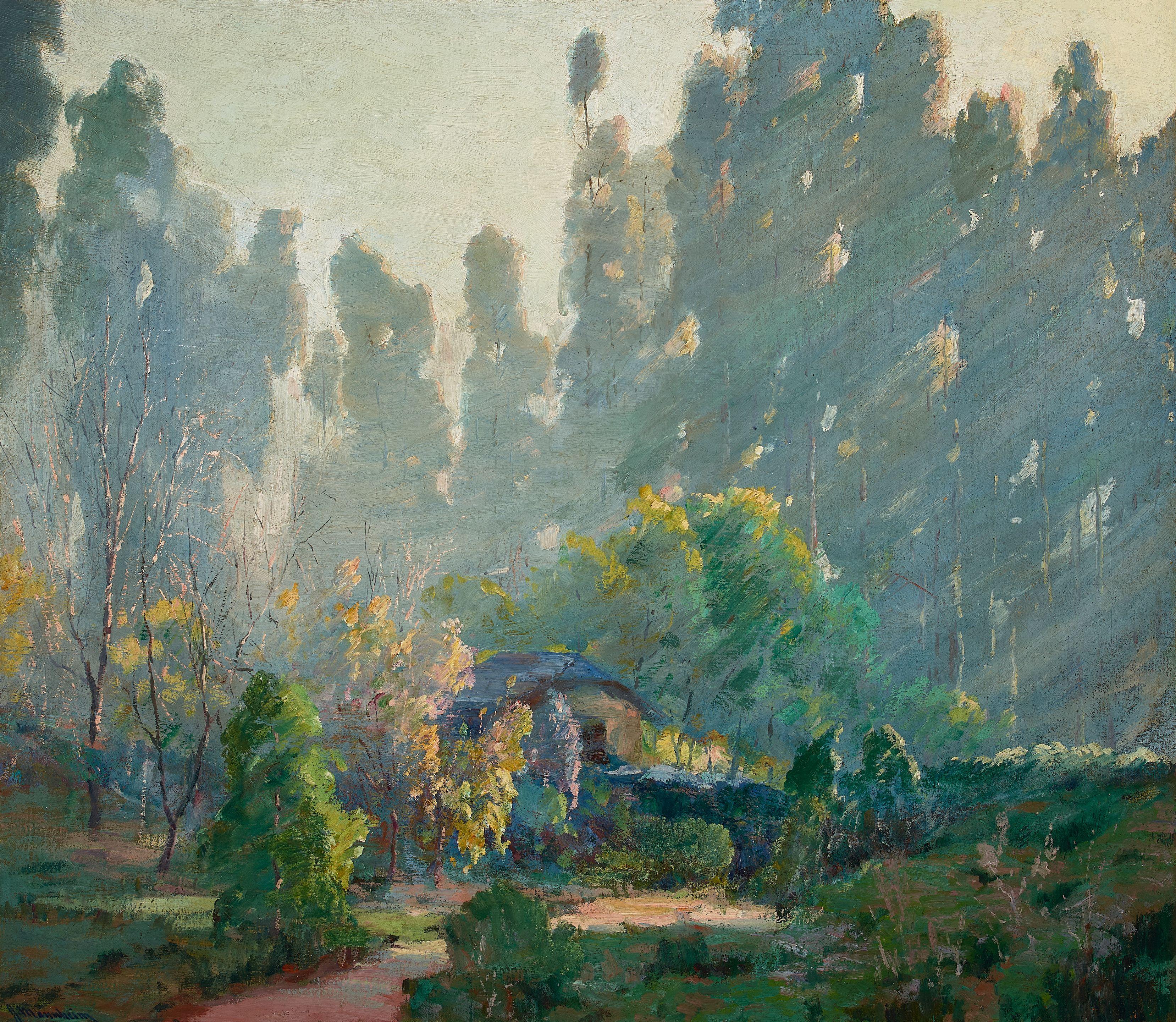 Jean Mannheim - Hazy Morning (Pasadena) 34 x 39 in. framed 43 3/4 x 48 1/2 in.