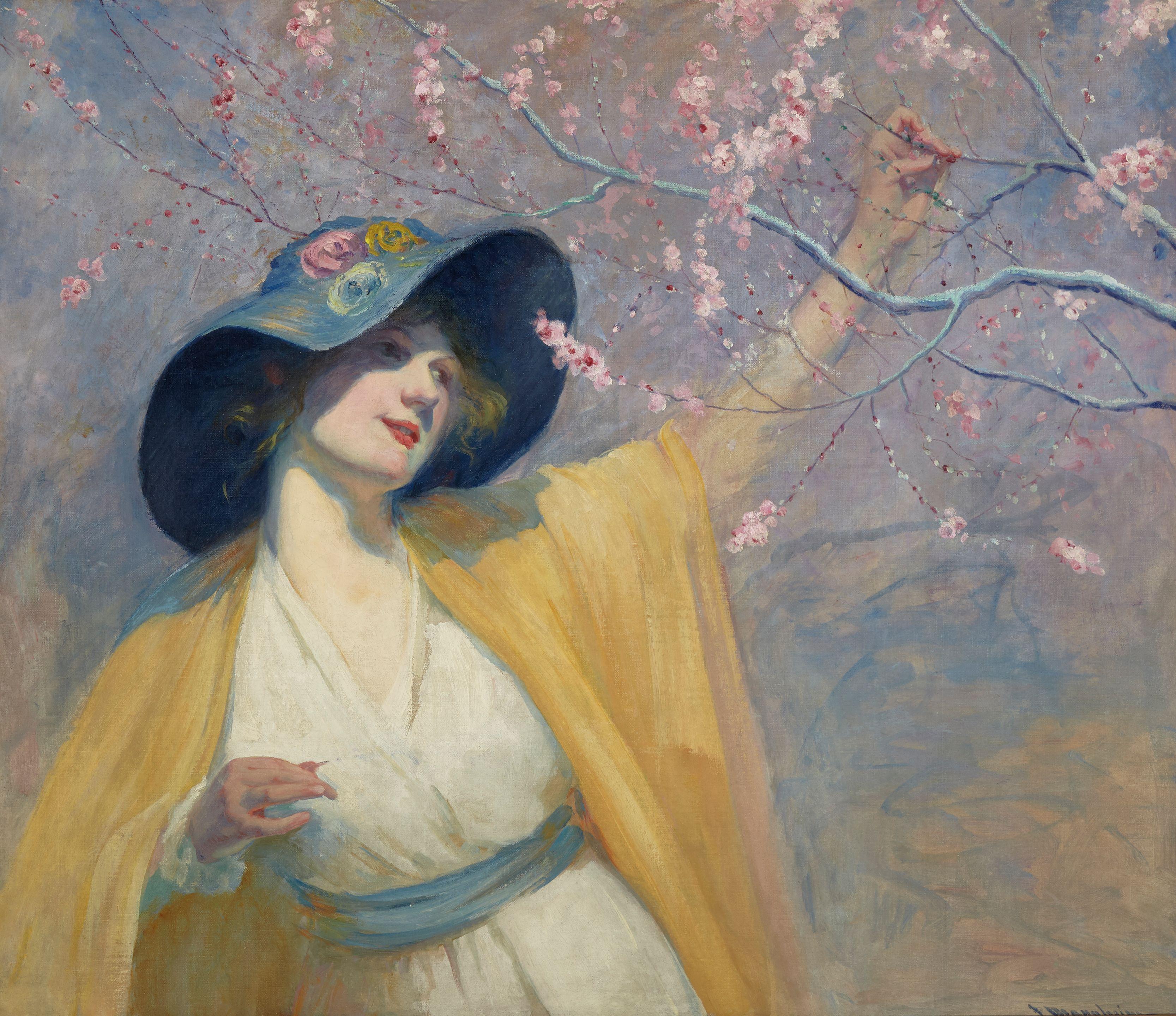 Jean Mannheim - Picking Cherry Blossoms 34 x 39in
