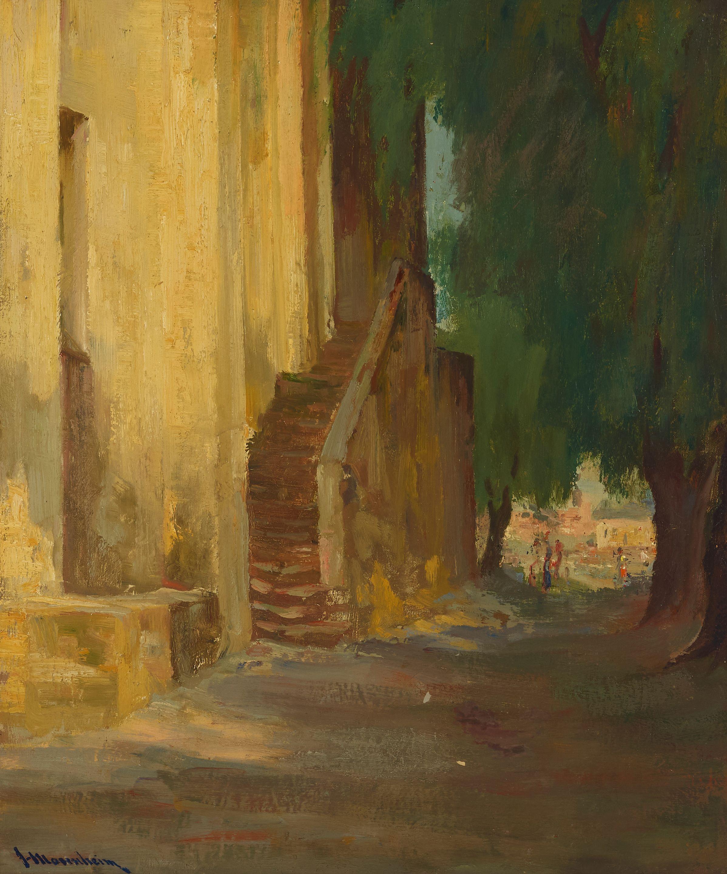 Jean Mannheim - San Gabriel Mission 24 x 20 in. framed 31 1/2 x 27 1/4 in.