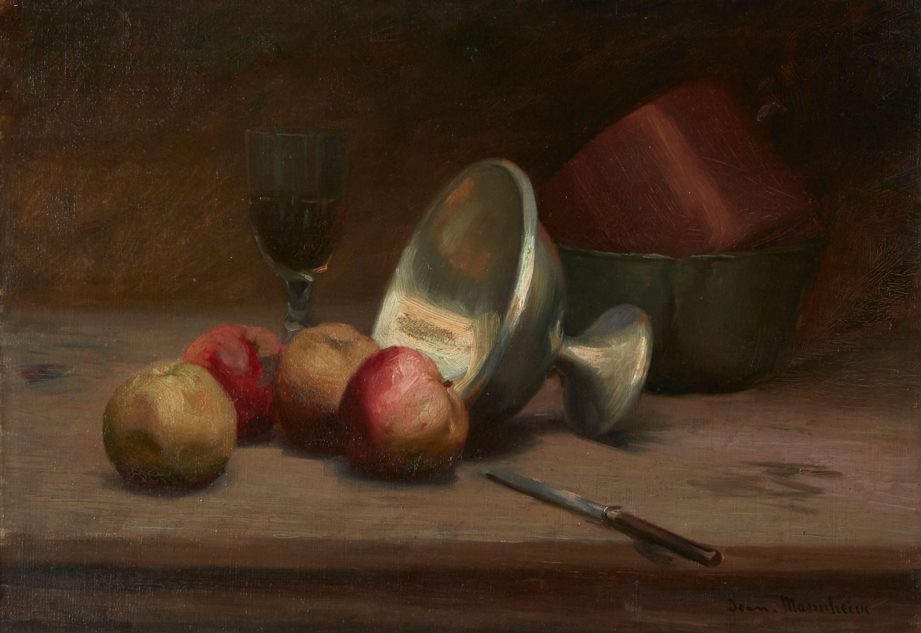Jean Mannheim - Still Life with Apples and Pewter